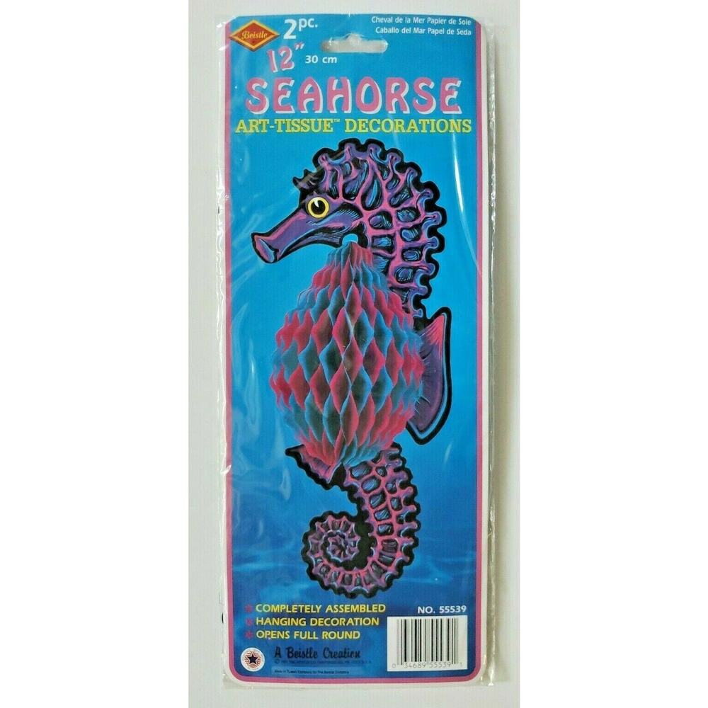 1974‎ Beistle Seahorse Die Cut Decor Piece Honeycomb Tissue Vintage Party Decor